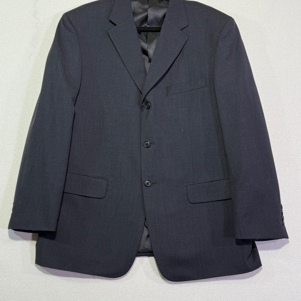 VERSINI Men's 44R Charcoal Grey 100% Wool Blazer Suit Jacket Made‎ in Vietnam
